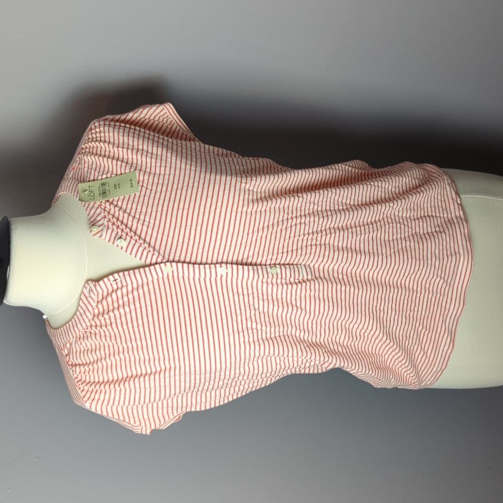 LOFT XSP burnt orange and cream striped shirt